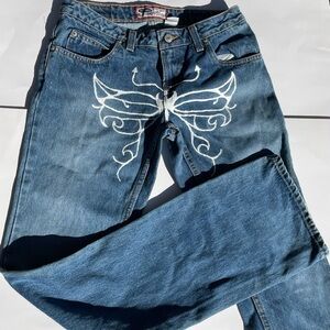 Hand painted vintage 90s old navy flair jeans y2k